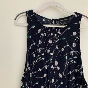 Club Monaco Navy & White Floral Silk Midi Maxi Dress
